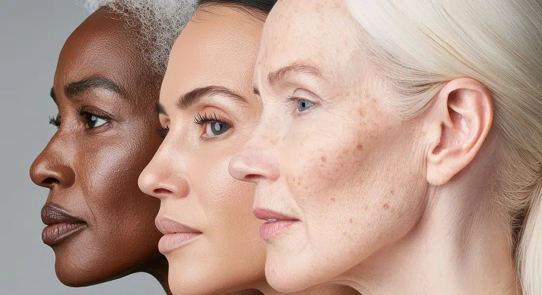 Trois femmes de profil, diverses peaux