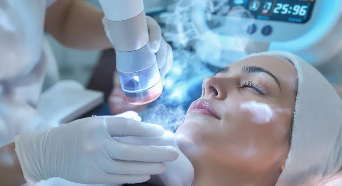 Traitement facial avec appareil haute technologie